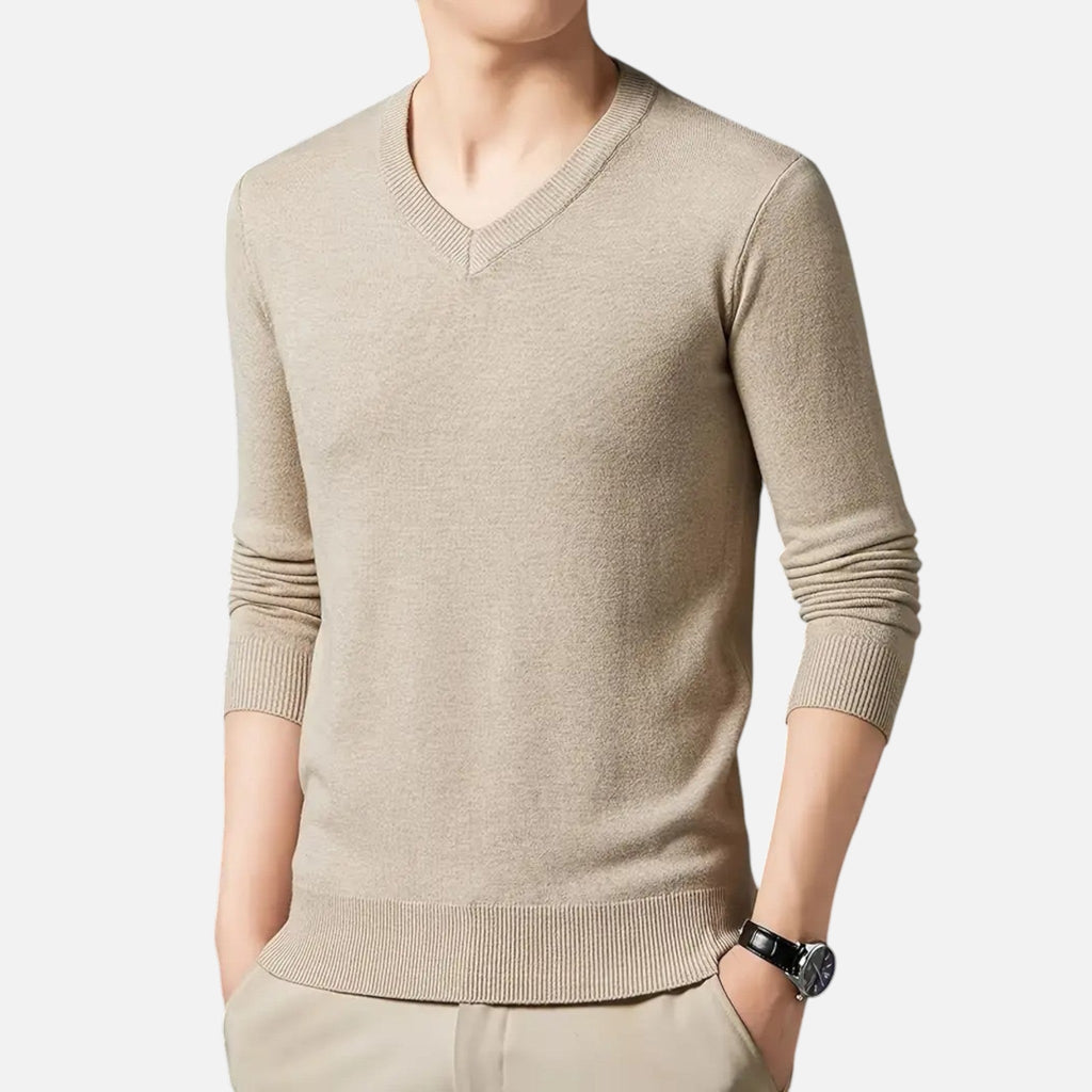 Mason | Men's Knit Cardigan With Long Sleeve And V Neck | Timeless