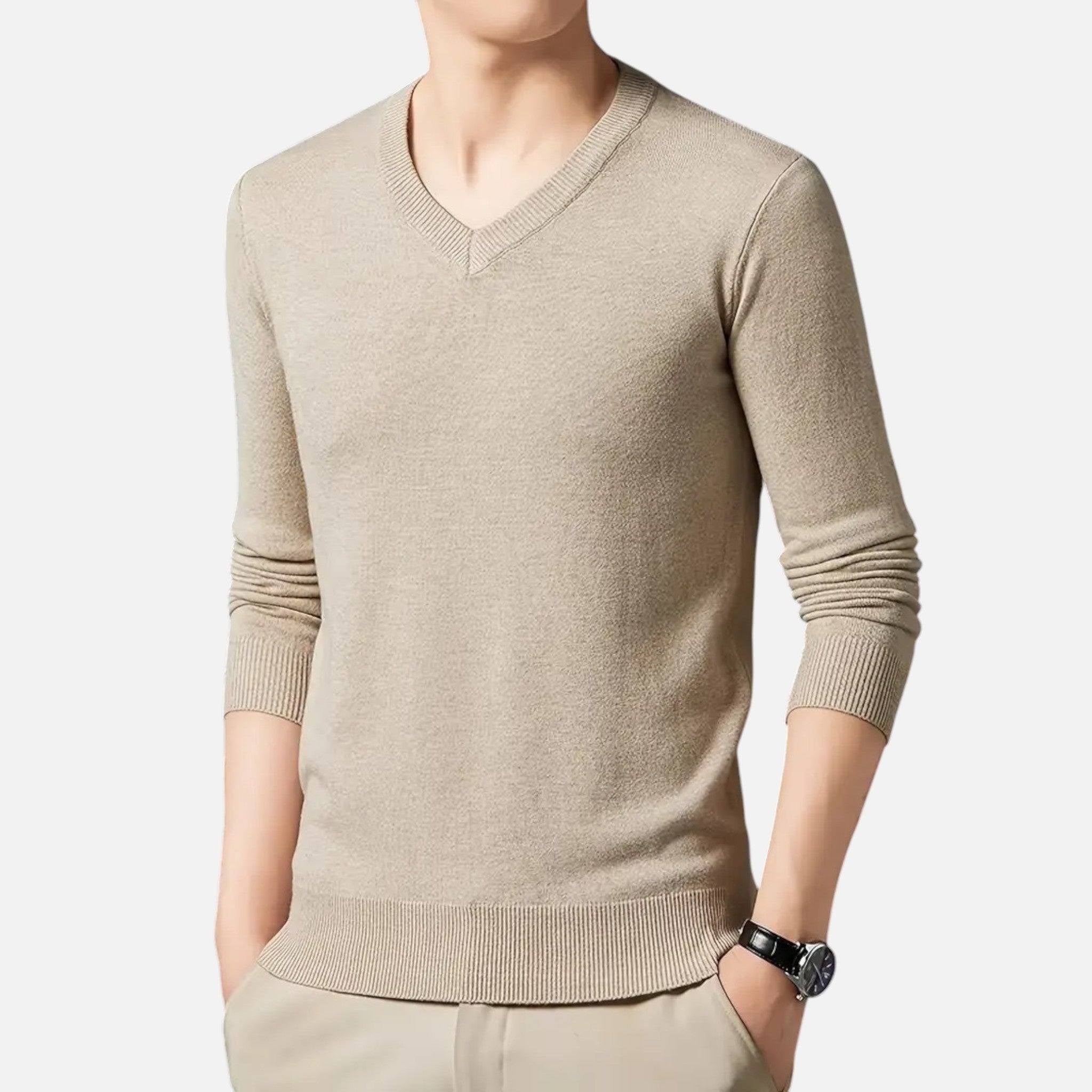 Mason | Men's Knit Cardigan With Long Sleeve And V Neck | Timeless