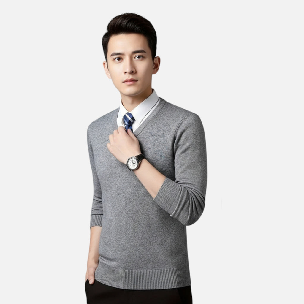 Mason | Men's Knit Cardigan With Long Sleeve And V Neck | Timeless