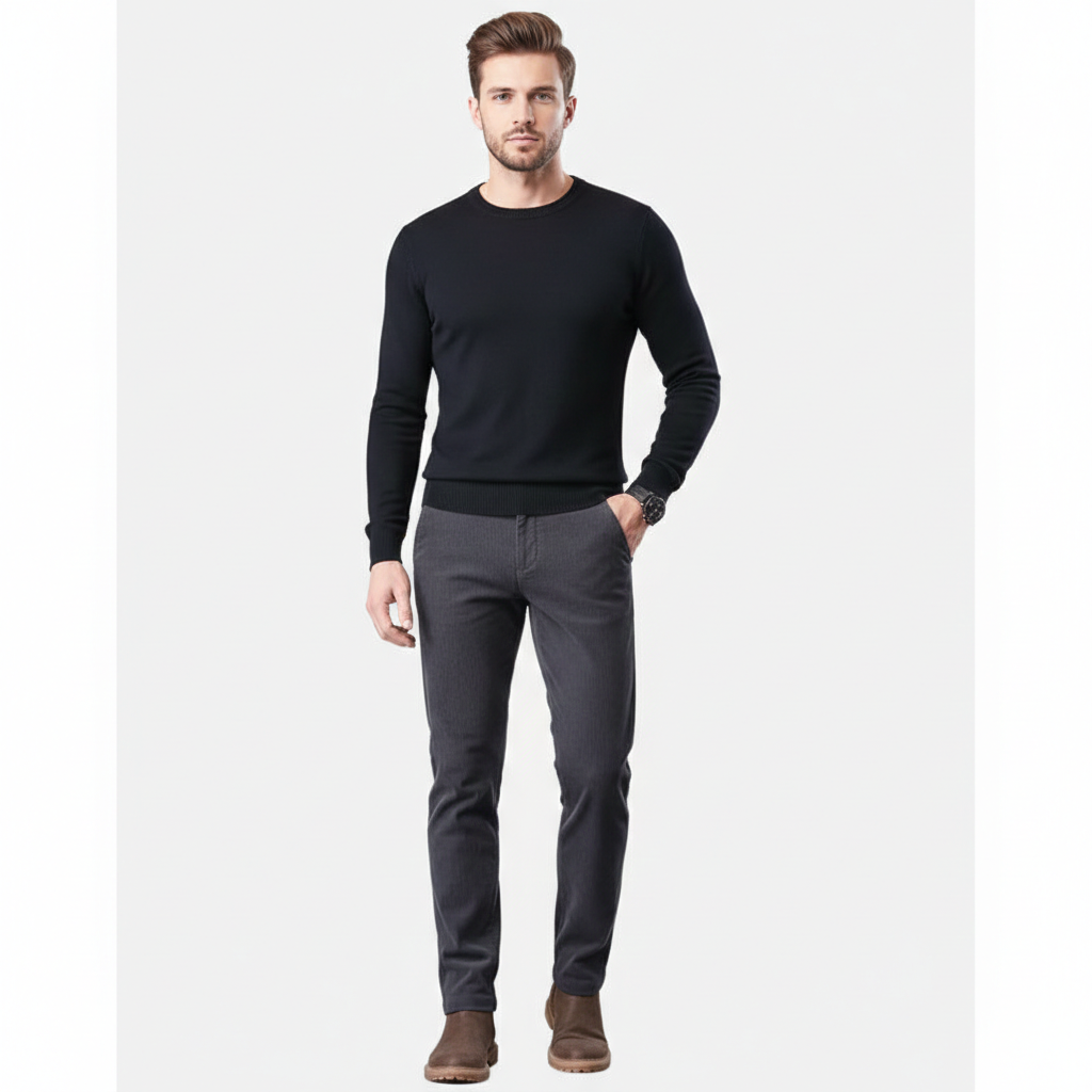 Mason | Men’s Mid-Rise Corduroy Trousers With Pockets And Pleats | Smart