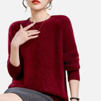 Mirelle | Women's Round-Neck Sweater With Ribbed Cuffs | Minimalist
