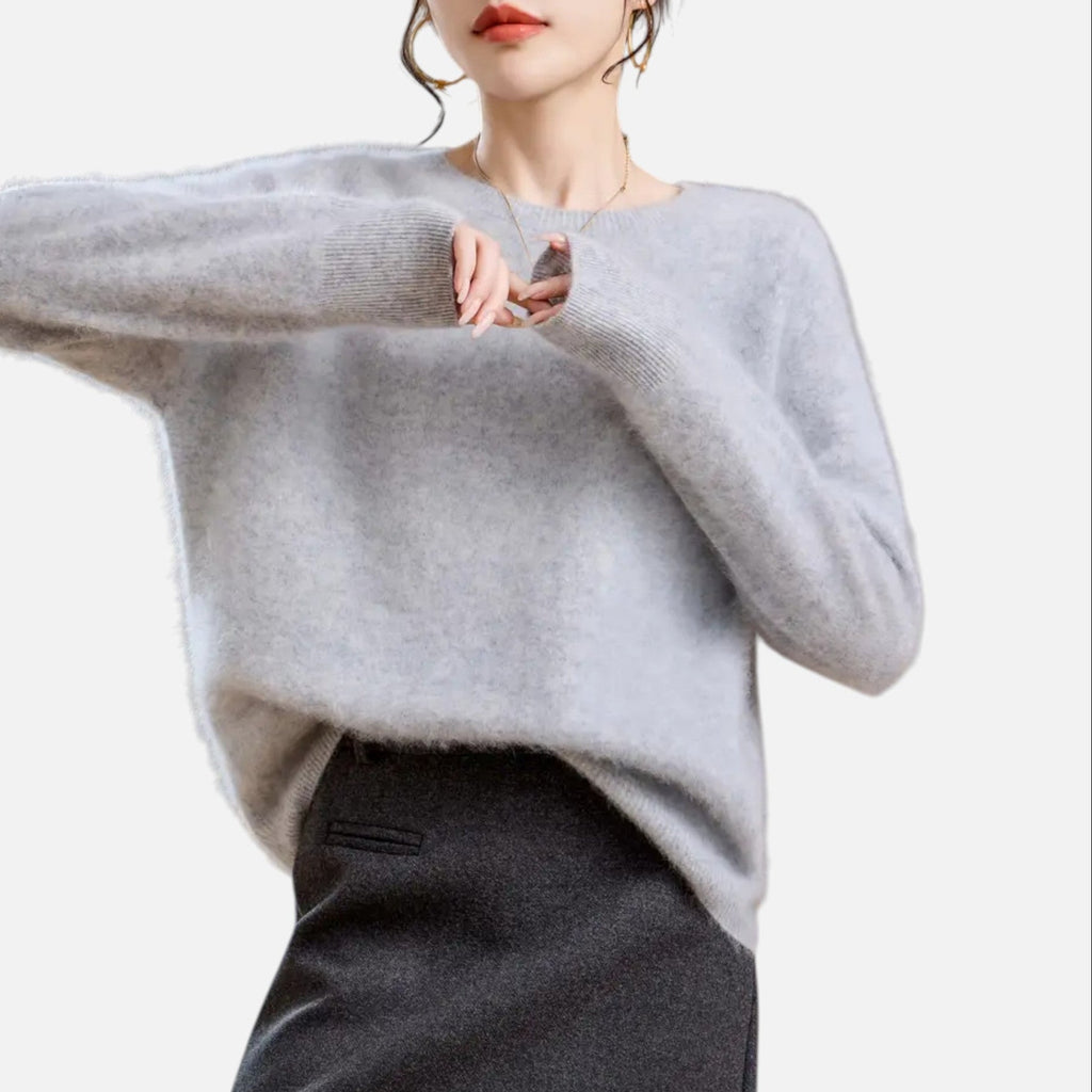 Mirelle | Women's Round-Neck Sweater With Ribbed Cuffs | Minimalist
