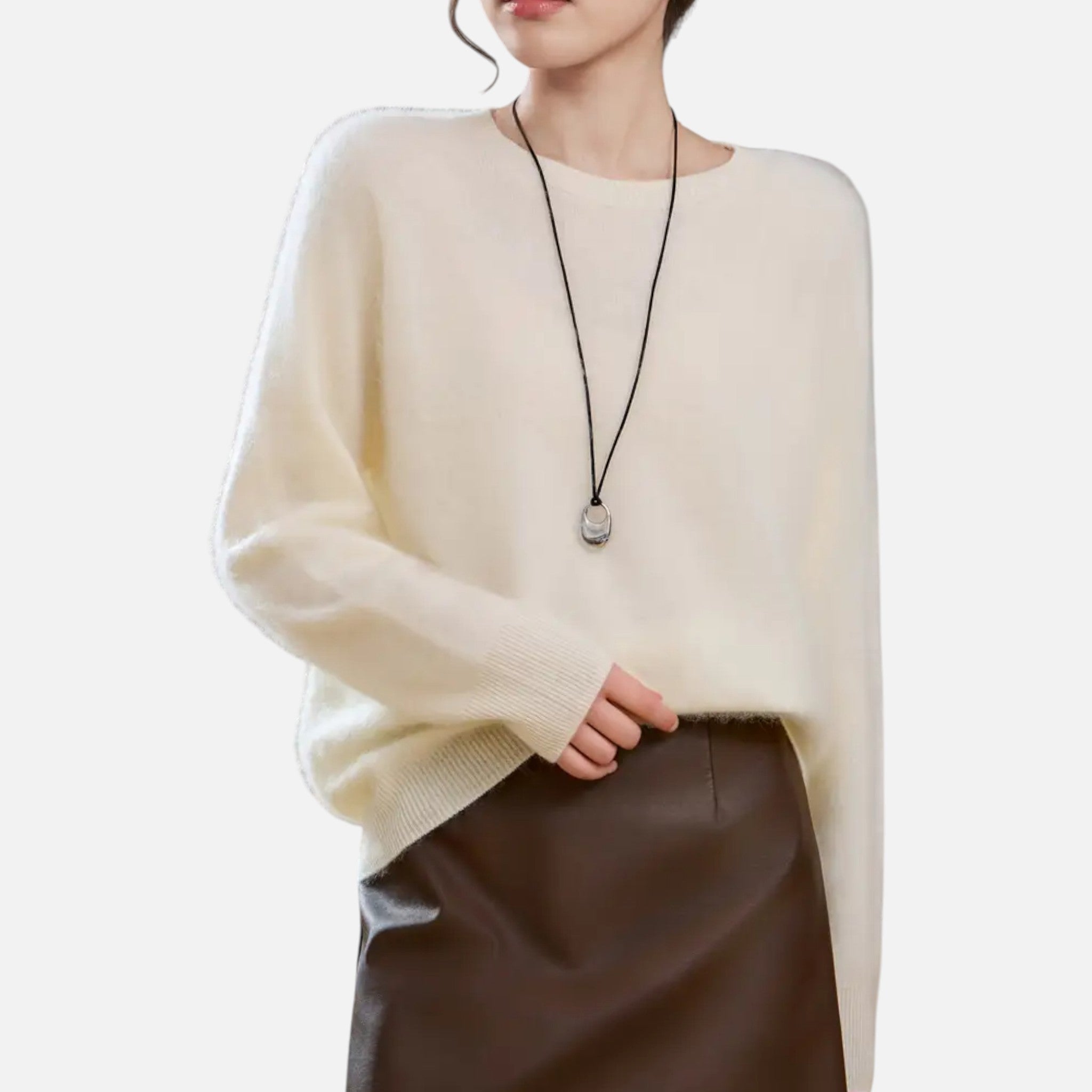 Mirelle | Women's Round-Neck Sweater With Ribbed Cuffs | Minimalist