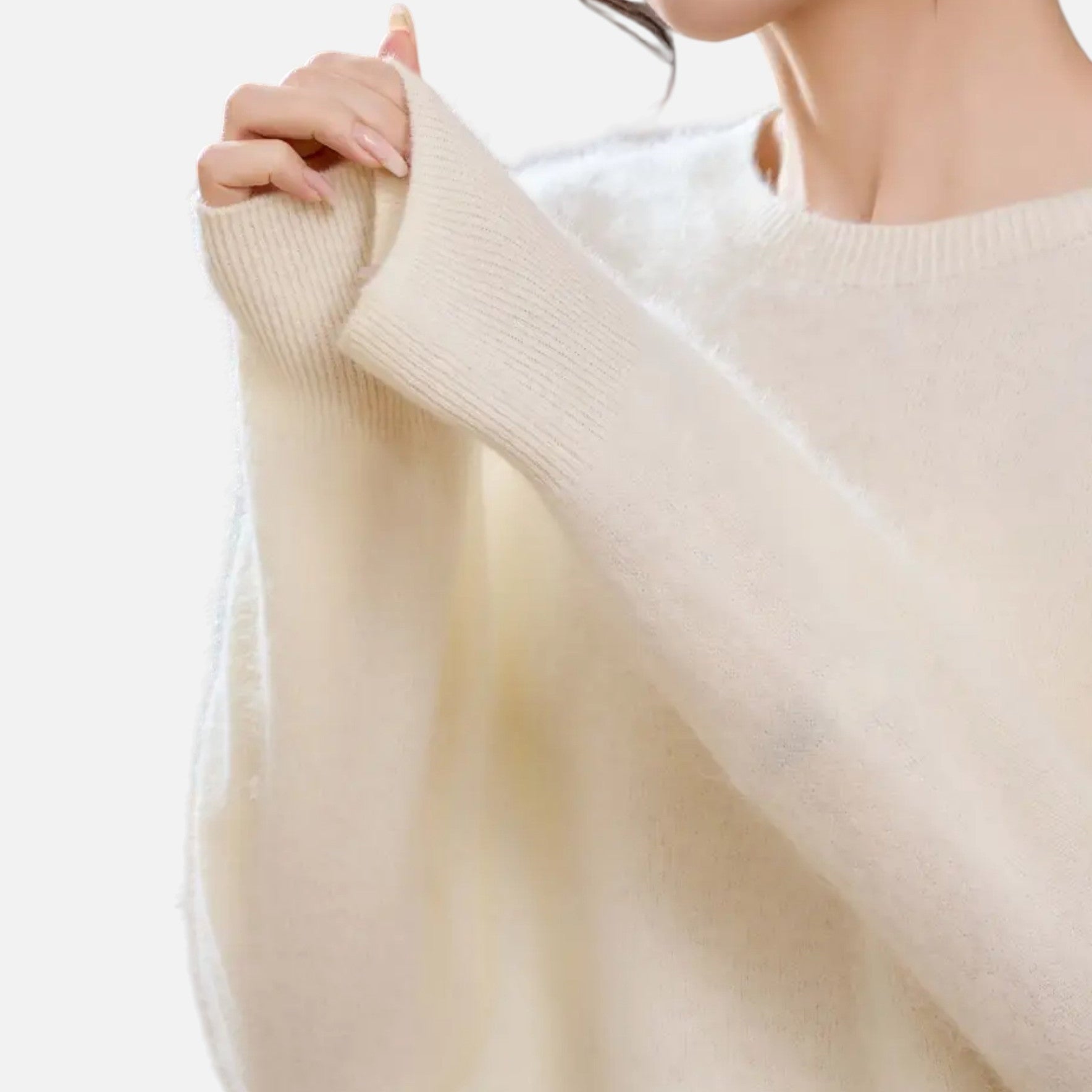 Mirelle | Women's Round-Neck Sweater With Ribbed Cuffs | Minimalist
