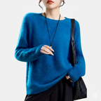 Mirelle | Women's Round-Neck Sweater With Ribbed Cuffs | Minimalist