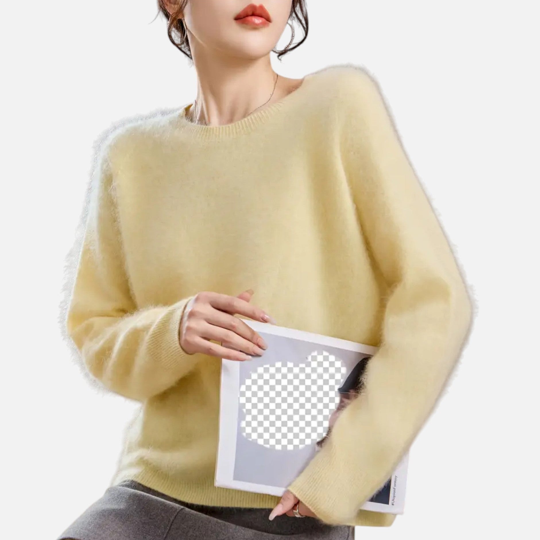 Mirelle | Women's Round-Neck Sweater With Ribbed Cuffs | Minimalist