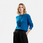 Mirelle | Women's Round-Neck Sweater With Ribbed Cuffs | Minimalist