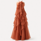 Nephele | Women's Cocktail Dress With Halter Neck And Layered Ruffle Maxi Silhouette | Elegant
