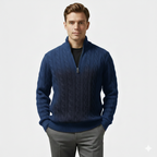 Noah | Men's Cotton Half-Zip Pullover With High Neck | Classic
