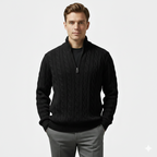 Noah | Men's Cotton Half-Zip Pullover With High Neck | Classic