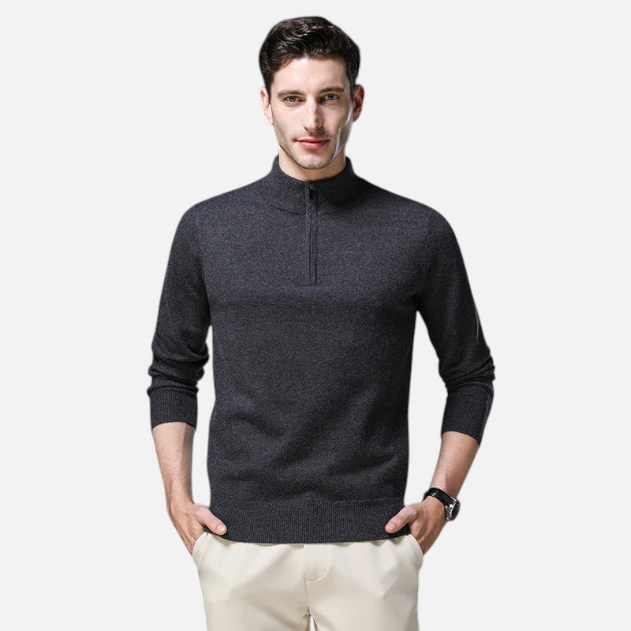 Noah | Men's Wool-Blend Quarter-Zip Sweater With High Neck | Modern