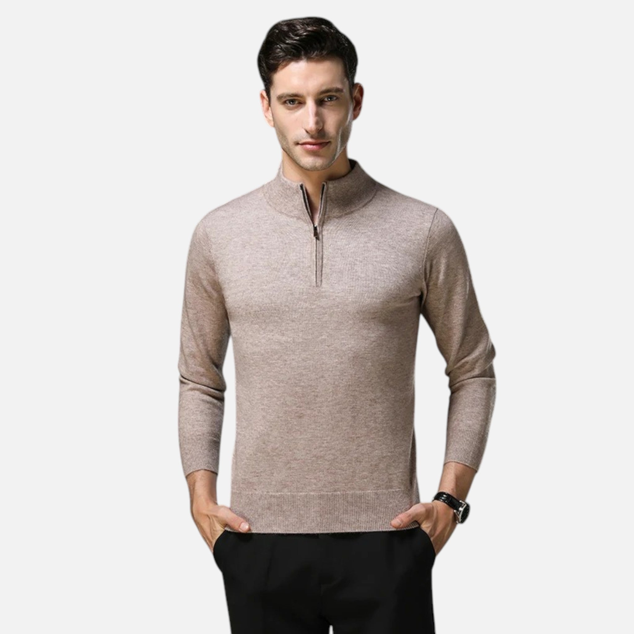Noah | Men's Wool-Blend Quarter-Zip Sweater With High Neck | Modern