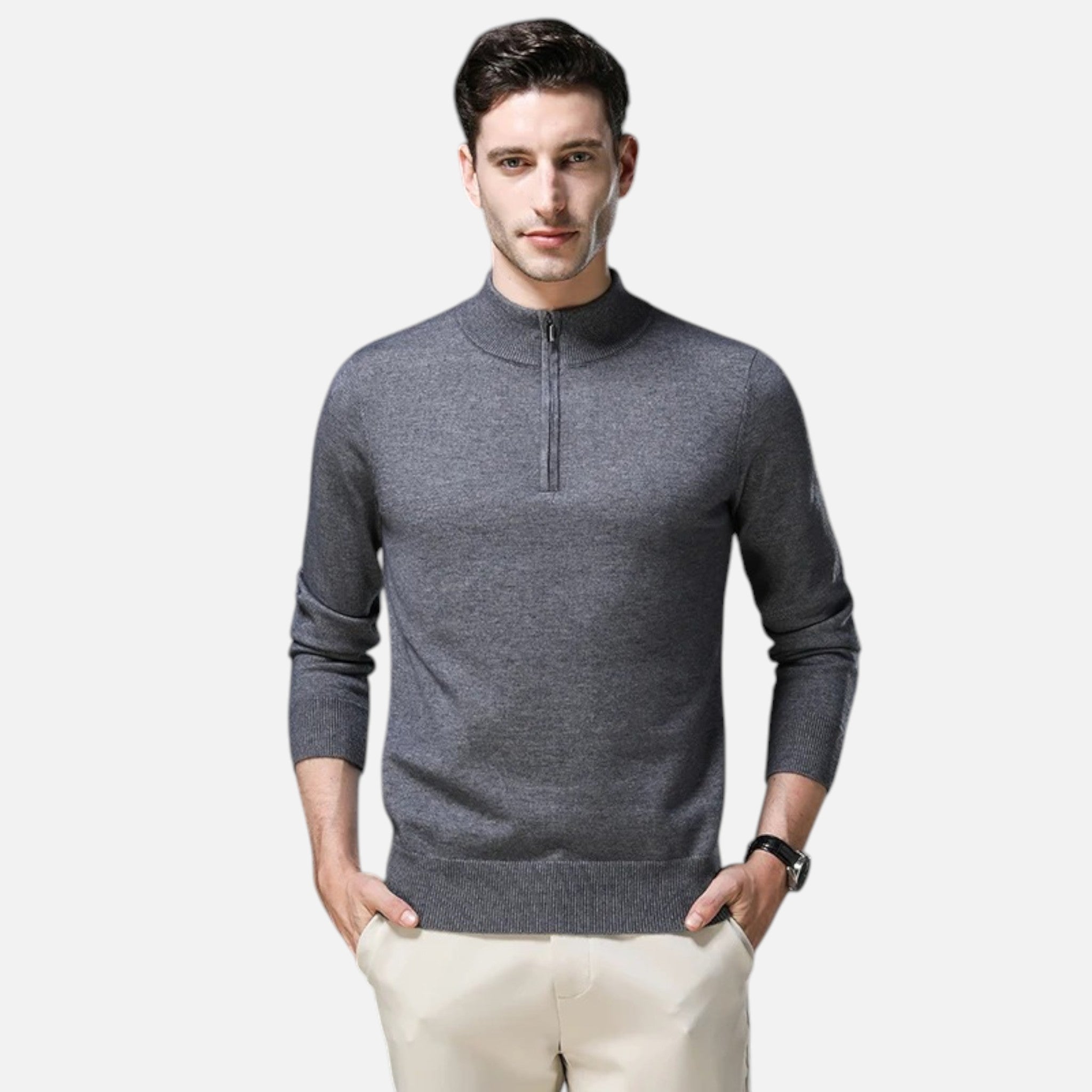 Noah | Men's Wool-Blend Quarter-Zip Sweater With High Neck | Modern