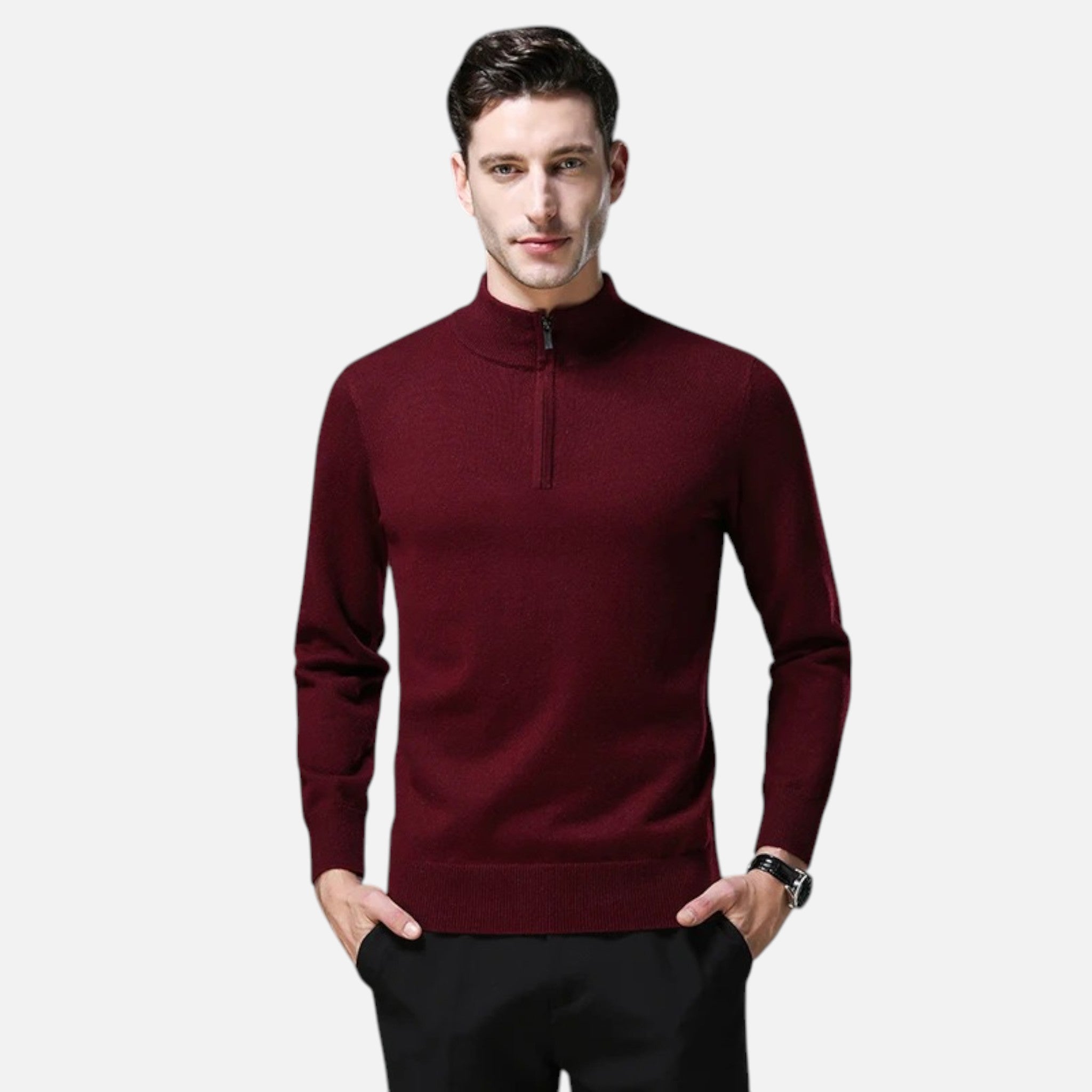 Noah | Men's Wool-Blend Quarter-Zip Sweater With High Neck | Modern