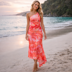 Nyla | Women's Cocktail Dress With Floral Print And One-Shoulder Irregular Hem Design | Elegant