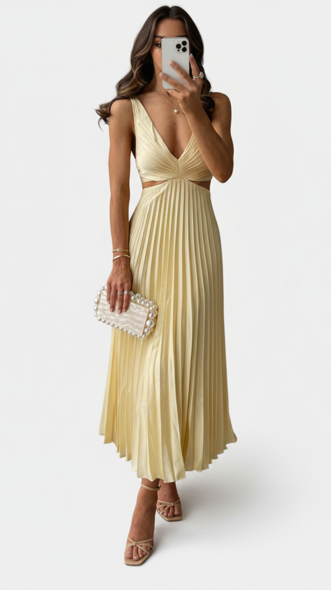 Olivia | Women's Cocktail Dress With V-Neckline And Flowing Pleats