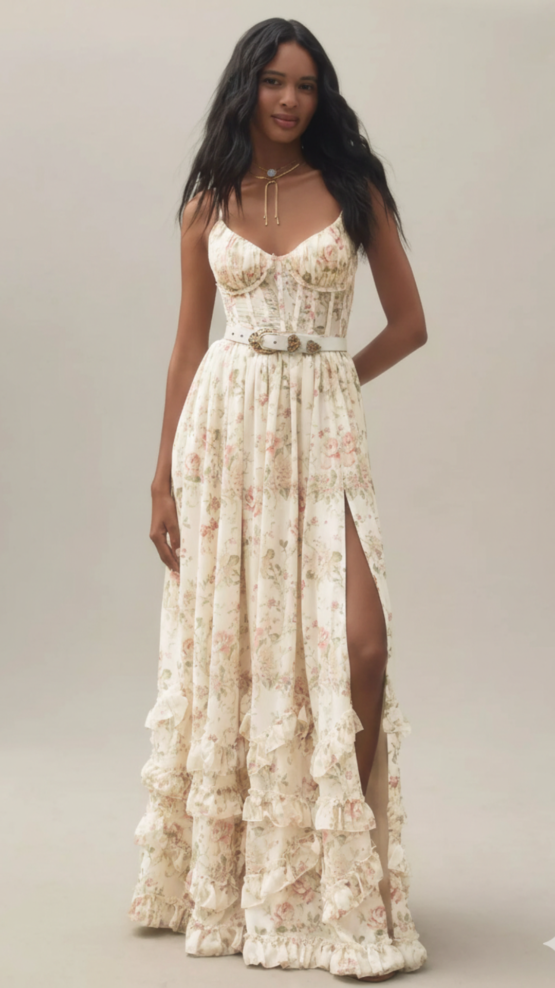 Olivia | Women's Graduation Dress With Sweetheart Neckline And Floral Print | Romantic