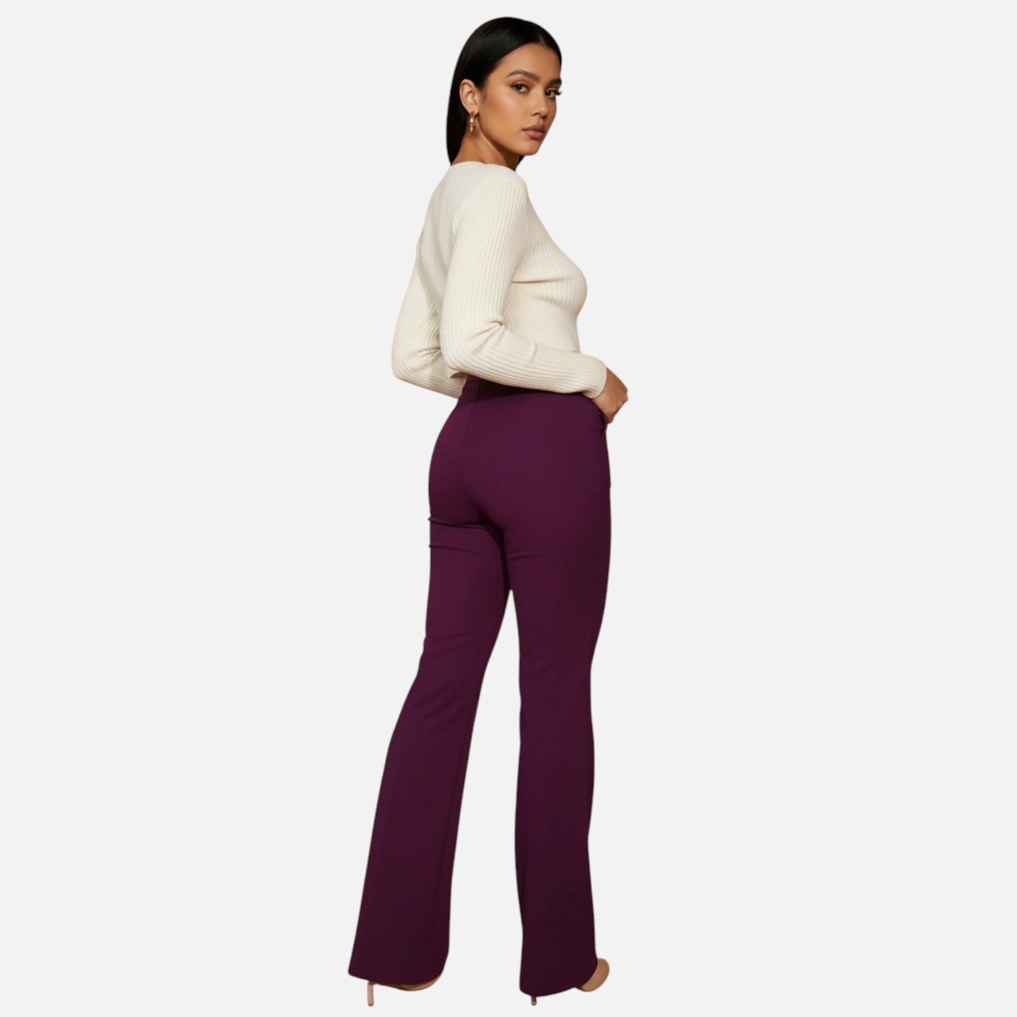 Olivia | Women's High-Waist Trousers With Pleats And Wide Leg | Elegant