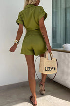 Olivia | Women's V-Neck Romper With Wrap Front And Tie Waist