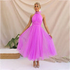 Pearlina | Women's Sparkle Dress With Mesh High Neck And Flared Silhouette | Elegant