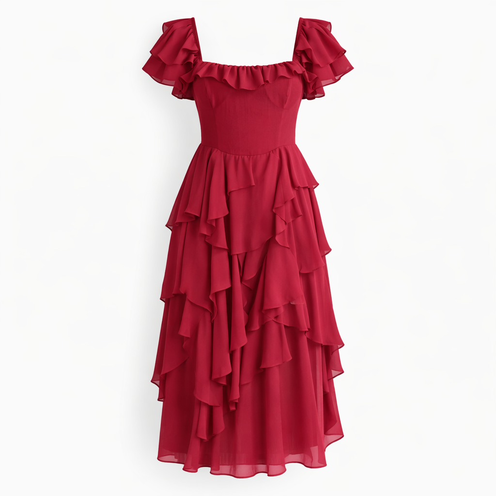 Quinlan | Women's Floral Dress With High Waist And Ruffle Layered Skirt | Elegant