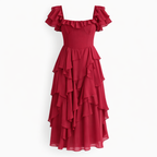 Quinlan | Women's Floral Dress With High Waist And Ruffle Layered Skirt | Elegant