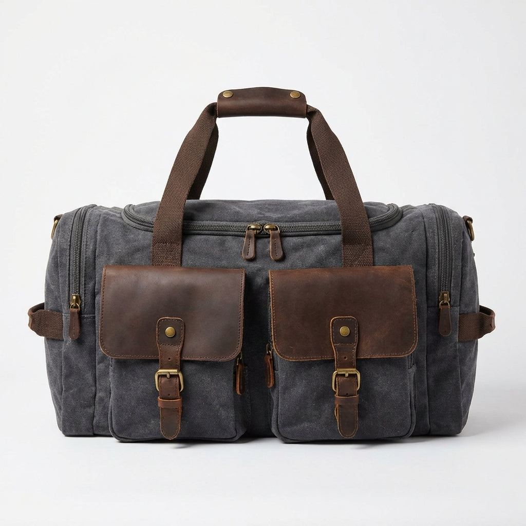 Rowan | Unisex Duffel Bag With Canvas Build And Leather Trim | Vintage