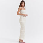 Saoirse | Women’s Elegant Graduation Dress With Ruffle Texture | Slim Fit Midi