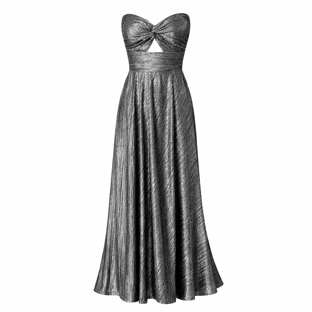Seraphina | Women’s Shiny Strapless Graduation Dress | Long Pleated Formal Gown