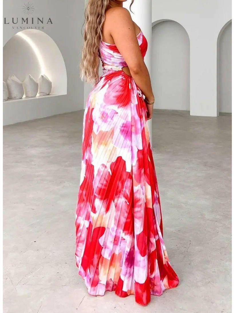 Seraphina | Women's Wedding Guest Dress With Asymmetric Neckline And Pleated Skirt