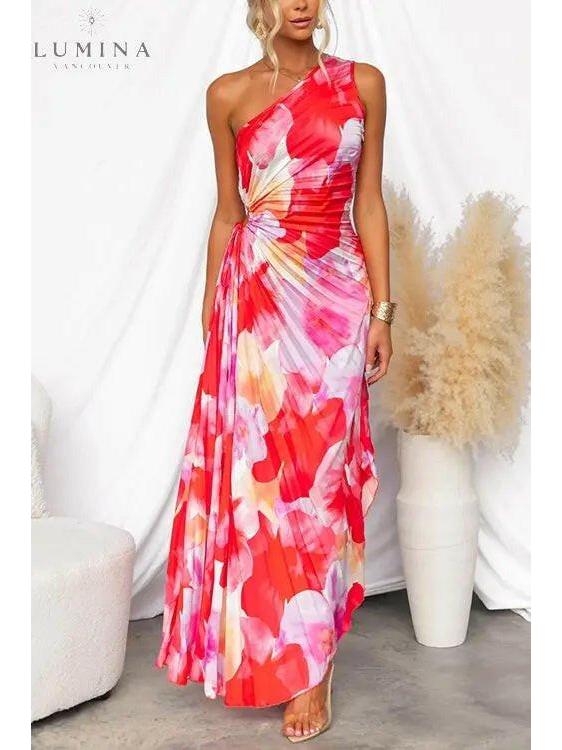 Seraphina | Women's Wedding Guest Dress With Asymmetric Neckline And Pleated Skirt