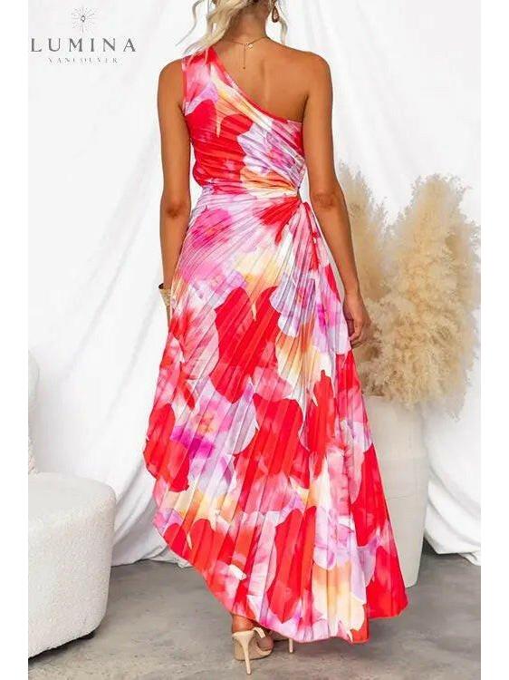 Seraphina | Women's Wedding Guest Dress With Asymmetric Neckline And Pleated Skirt