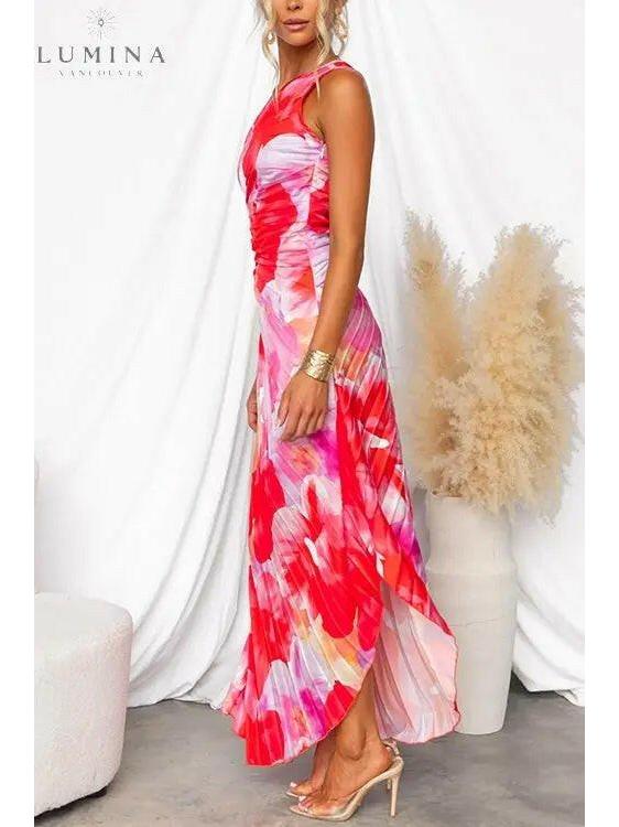 Seraphina | Women's Wedding Guest Dress With Asymmetric Neckline And Pleated Skirt