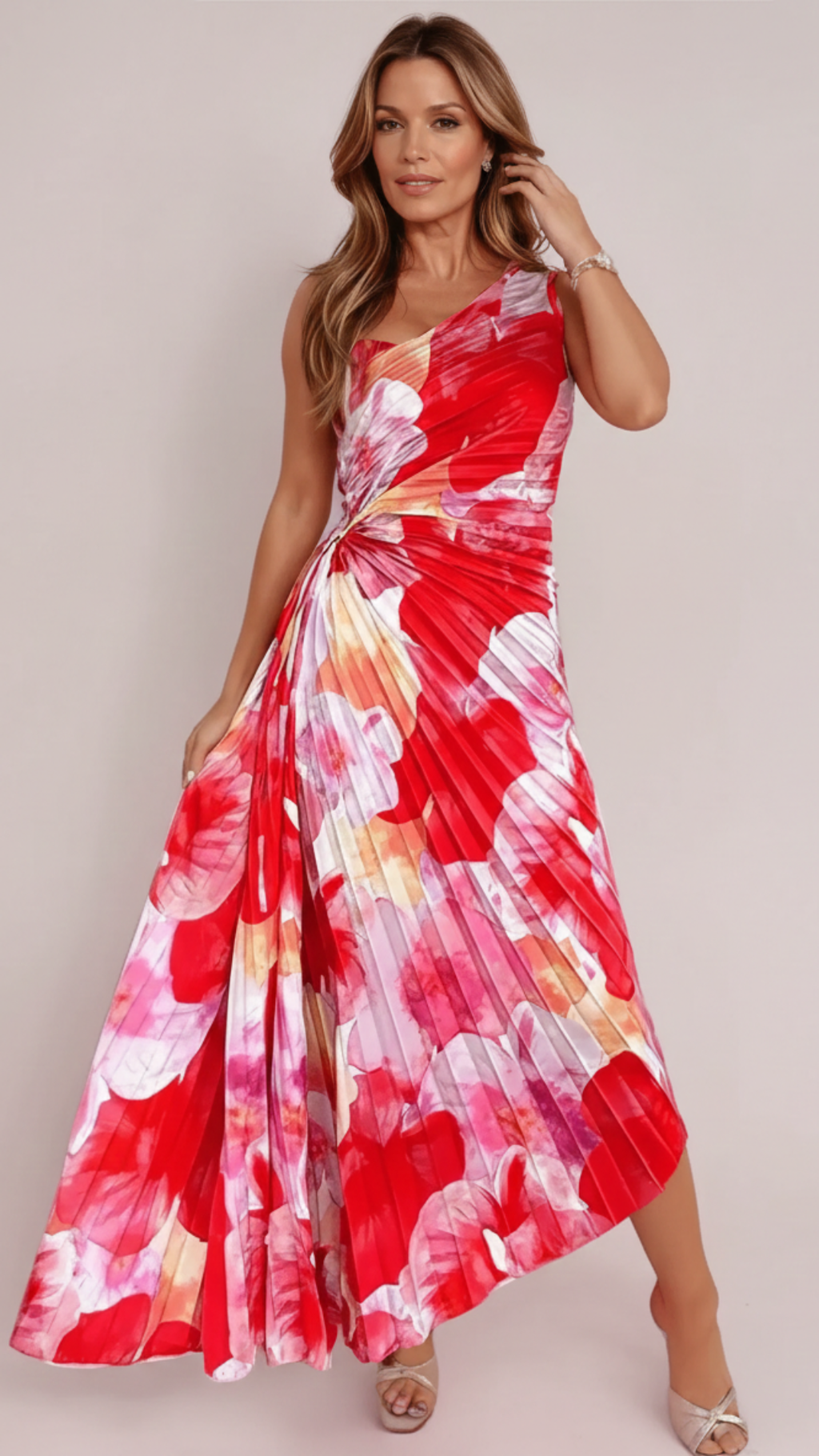 Seraphina | Women's Wedding Guest Dress With Asymmetric Neckline And Pleated Skirt