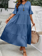 Serena | Women’s Formal Dress With Tiered Flow And Ruffle Sleeves | Elegant