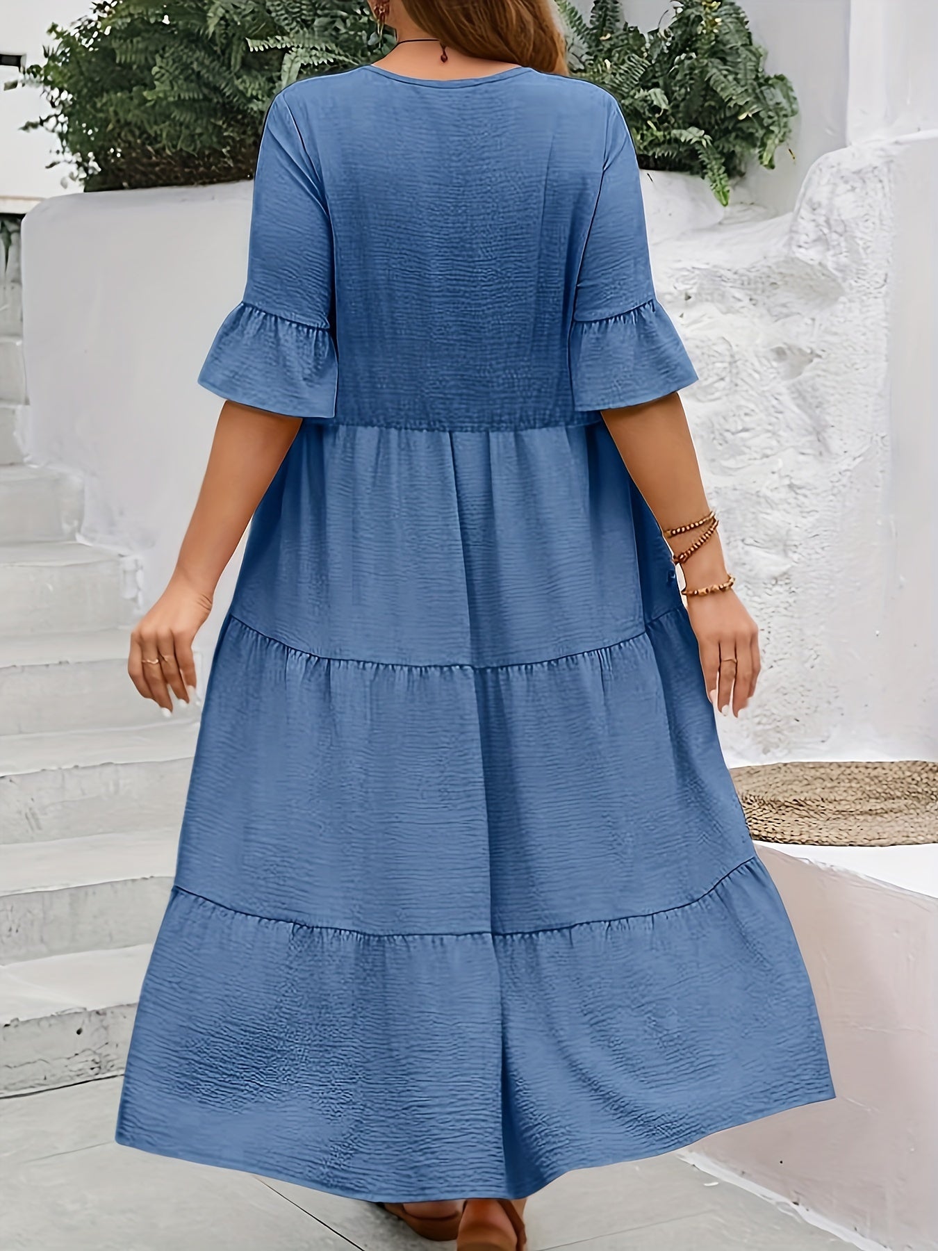 Serena | Women’s Formal Dress With Tiered Flow And Ruffle Sleeves | Elegant