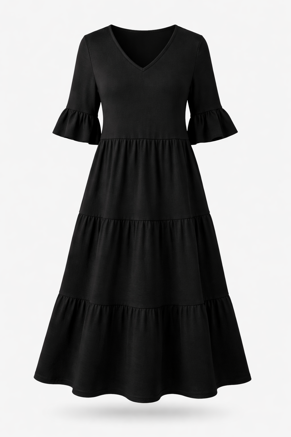 Serena | Women’s Formal Dress With Tiered Flow And Ruffle Sleeves | Elegant