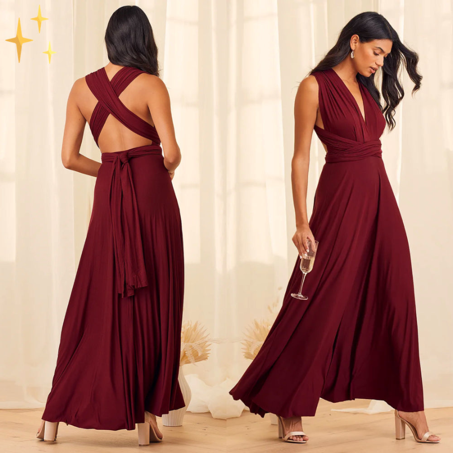 Signe | Women’s Graduation Dress With Plunge Neck And Wrap Tie Design | Elegant