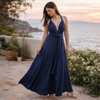 Signe | Women’s Graduation Dress With Plunge Neck And Wrap Tie Design | Elegant