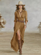 Soléane | Women’s Formal Dress With Button Front And High Slit | Elegant