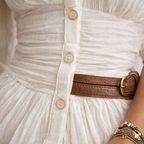 Soléane | Women’s Formal Dress With Button Front And High Slit | Elegant