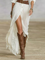 Soléane | Women’s Formal Dress With Button Front And High Slit | Elegant