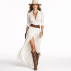 Soléane | Women’s Formal Dress With Button Front And High Slit | Elegant