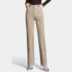 Sophia | Women's Velvet Straight-Leg Trousers With Pockets And Straight Leg | Minimalist