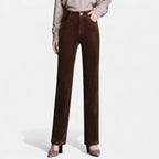 Sophia | Women's Velvet Straight-Leg Trousers With Pockets And Straight Leg | Minimalist