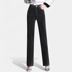 Sophia | Women's Velvet Straight-Leg Trousers With Pockets And Straight Leg | Minimalist
