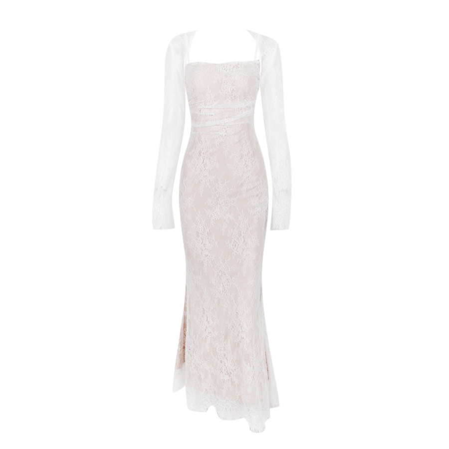 Stella | Women’s Graduation Dress With Lace Detail And Long Sleeves | Elegant