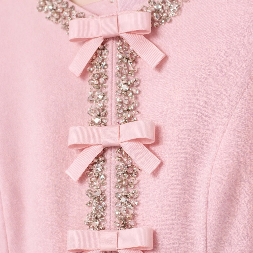 Sybil | Women's Sparkle Dress With Rhinestone Details And Bow Accents | Luxury