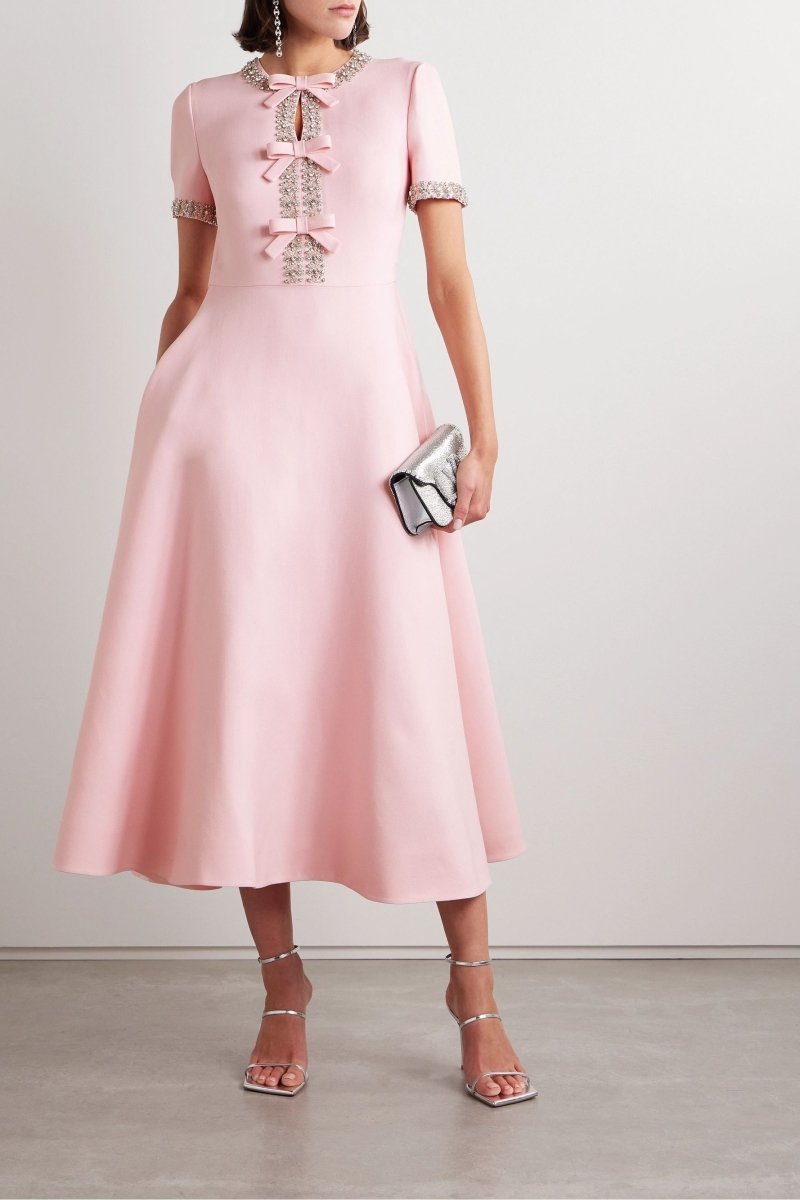 Sybil | Women's Sparkle Dress With Rhinestone Details And Bow Accents | Luxury