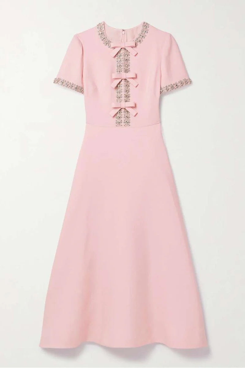 Sybil | Women's Sparkle Dress With Rhinestone Details And Bow Accents | Luxury